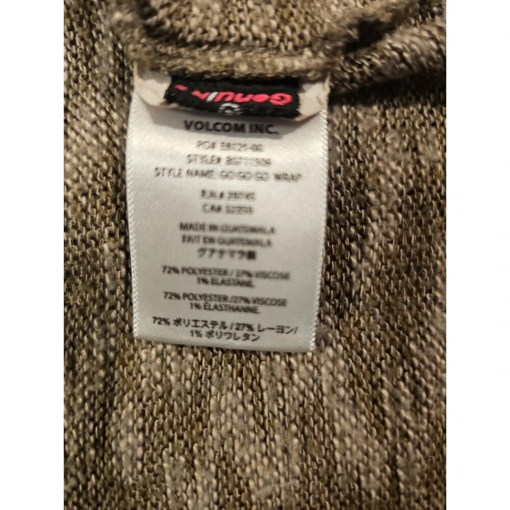 Volcom Go Go Go Wrap Cardigan Sweater M Brown Knit  Open Front Asymmetrical EUC